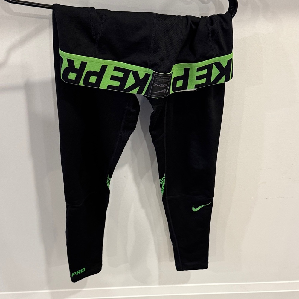 Nike Men's Leggings with Black and Green Accents